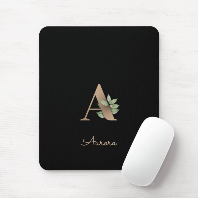 Elegant Botanical Monogram Letter A  Mouse Mat (With Mouse)
