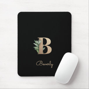 Elegant Botanical Monogram Letter B  Mouse Mat