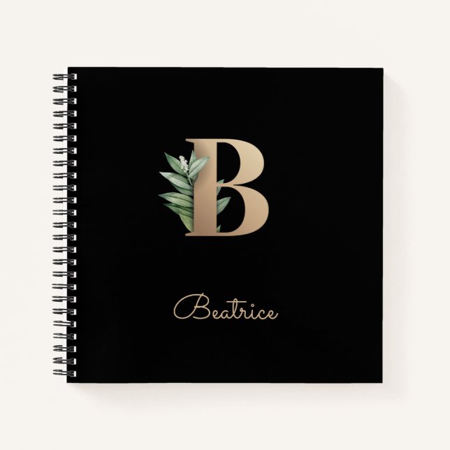 Elegant Botanical Monogram Letter B  Notebook (Front)