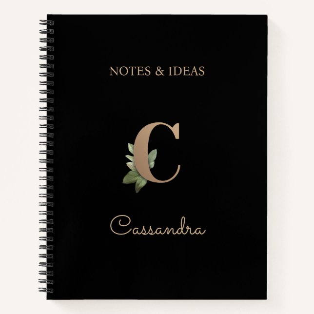 Elegant Botanical Monogram Letter C  Notebook (Front)