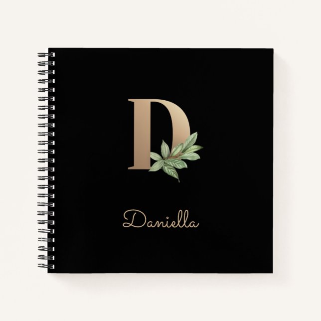Elegant Botanical Monogram Letter D  Notebook (Front)