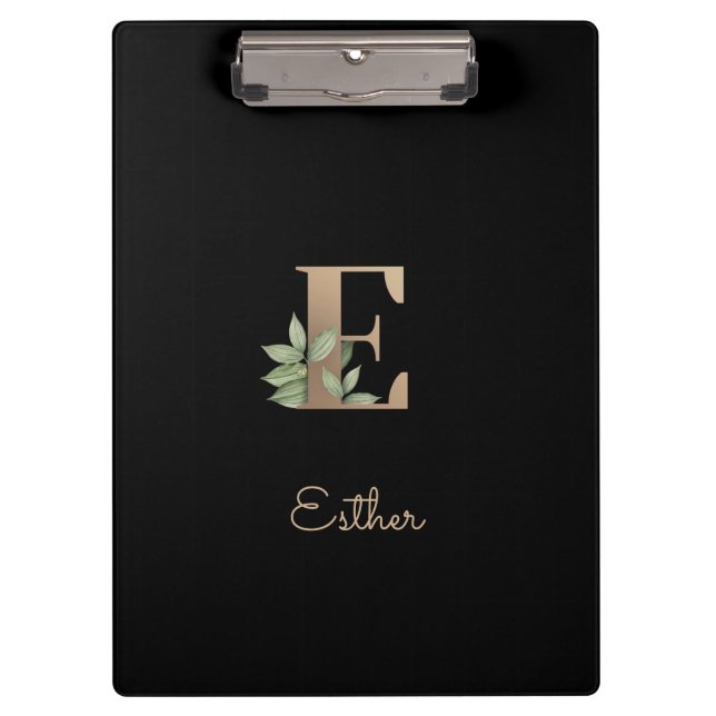 Elegant Botanical Monogram Letter E  Clipboard (Front)