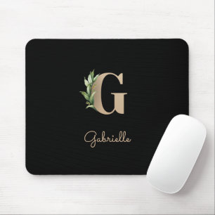 Elegant Botanical Monogram Letter G Mouse Mat