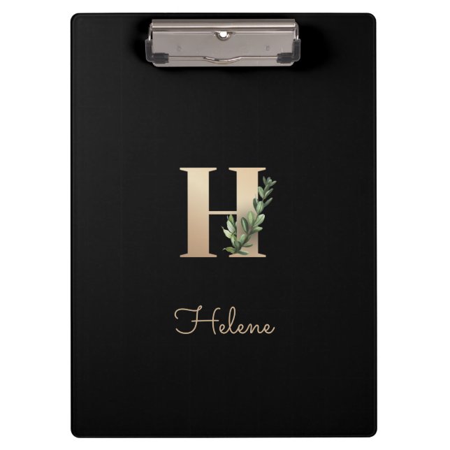 Elegant Botanical Monogram Letter H  Clipboard (Front)