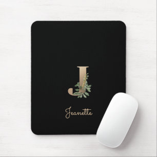 Elegant Botanical Monogram Letter J  Mouse Mat