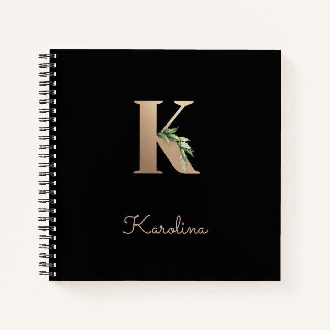 Elegant Botanical Monogram Letter K  Notebook (Front)