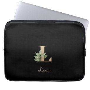Elegant Botanical Monogram Letter L Laptop Sleeve