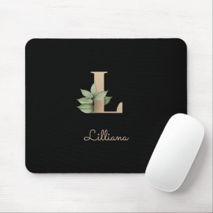 Elegant Botanical Monogram Letter L  Mouse Mat