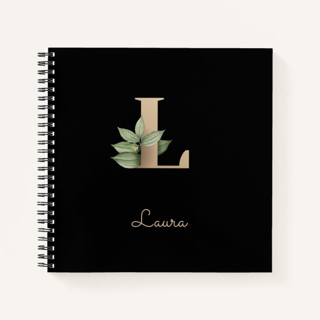 Elegant Botanical Monogram Letter L  Notebook (Front)