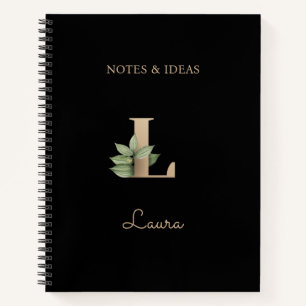 Elegant Botanical Monogram Letter L Notebook