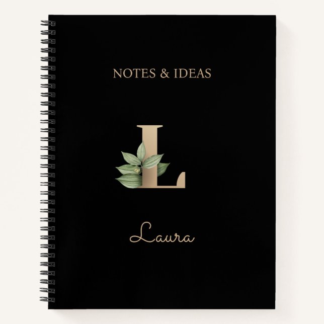 Elegant Botanical Monogram Letter L  Notebook (Front)