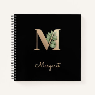 Elegant Botanical Monogram Letter M Notebook