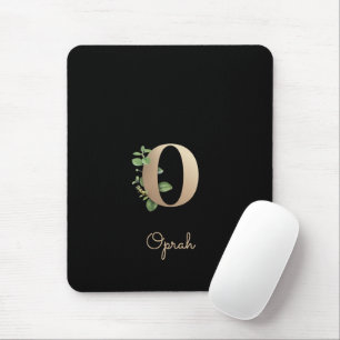 Elegant Botanical Monogram Letter O Mouse Mat