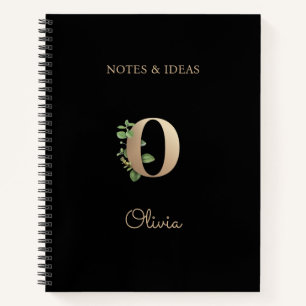 Elegant Botanical Monogram Letter O Notebook
