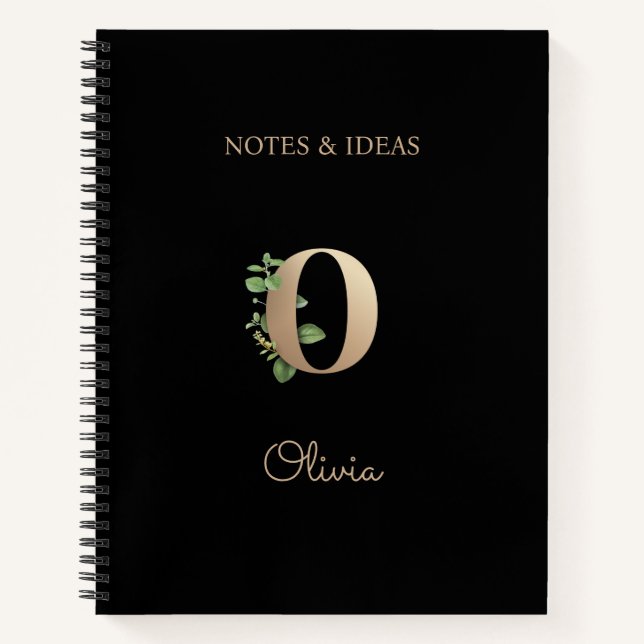 Elegant Botanical Monogram Letter O  Notebook (Front)