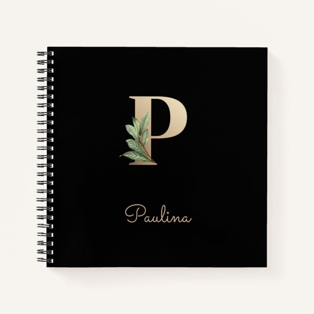 Elegant Botanical Monogram Letter P  Notebook (Front)
