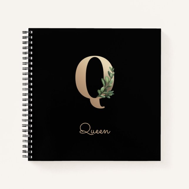 Elegant Botanical Monogram Letter Q  Notebook (Front)