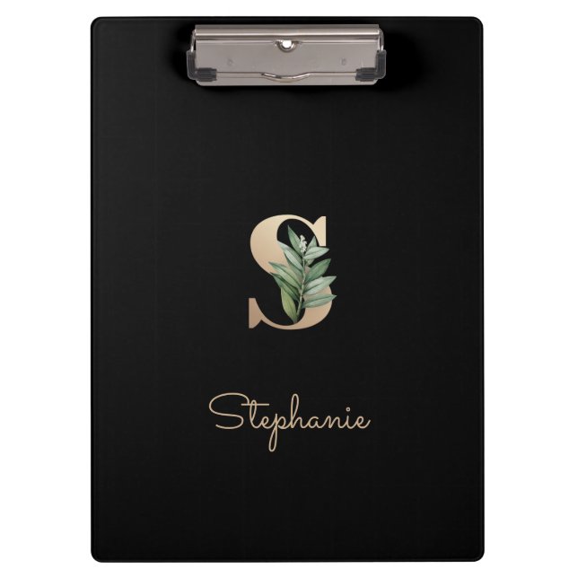 Elegant Botanical Monogram Letter S  Clipboard (Front)