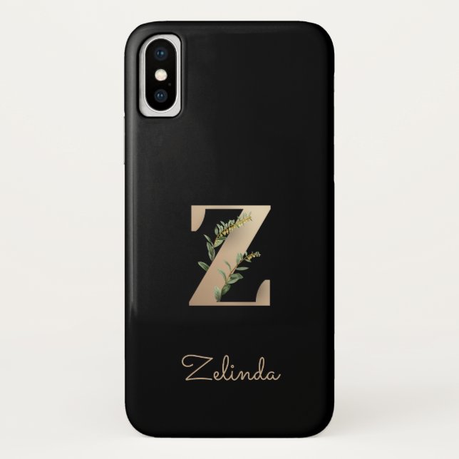 Elegant Botanical Monogram Letter Z Case-Mate iPhone Case (Back)