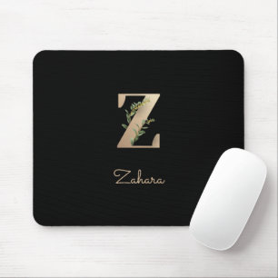 Elegant Botanical Monogram Letter Z Mouse Mat