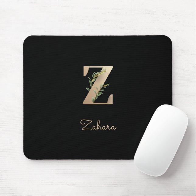 Elegant Botanical Monogram Letter Z  Mouse Mat (With Mouse)