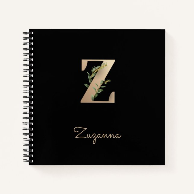 Elegant Botanical Monogram Letter Z  Notebook (Front)