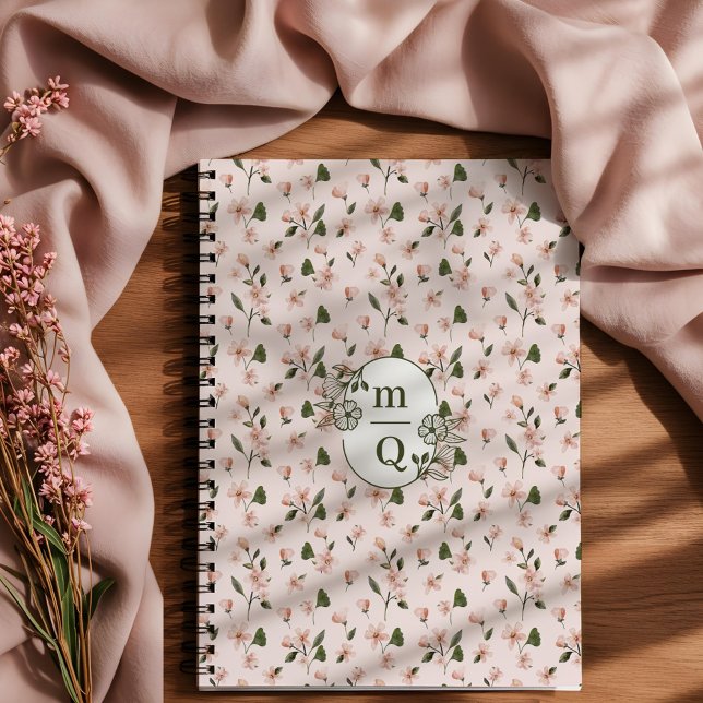 Elegant Botanical Monogram Logo Floral Watercolor  Notebook (Elegant Botanical Monogram Logo Floral Watercolor Notebook)