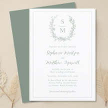 Elegant Botanical Monogram Sage Green Wedding