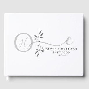 Elegant Botanical Monogram Wedding Guest Book