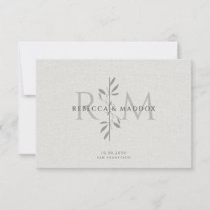 Elegant Botanical Monogram Wedding Thank You Card