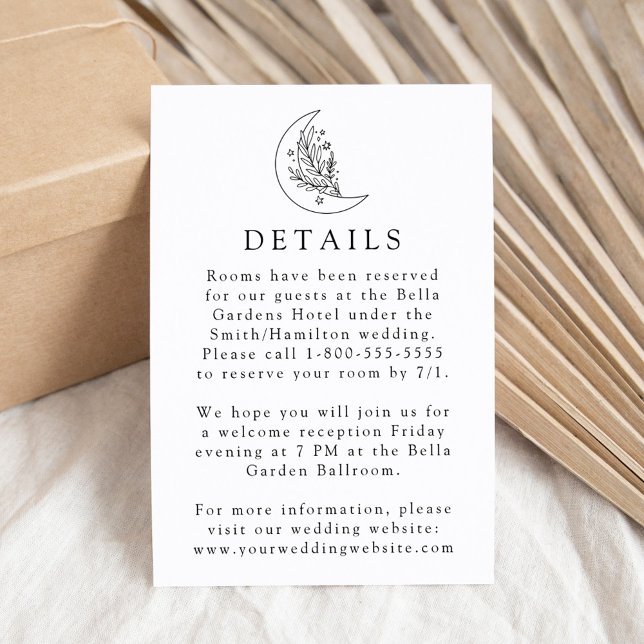 Elegant Botanical Moon and Stars Wedding Details Enclosure Card (Creator Uploaded)