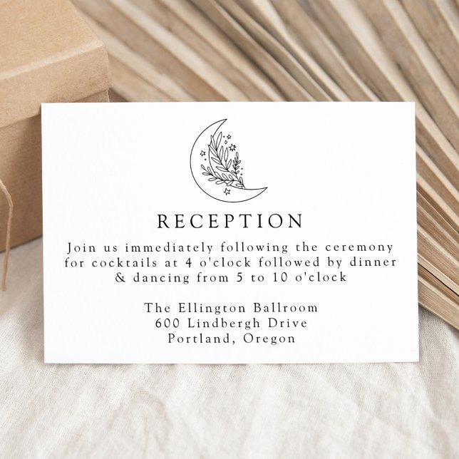 Elegant Botanical Moon and Stars Wedding Reception Enclosure Card (Creator Uploaded)