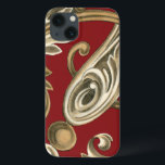 Elegant Botanical Motif with Tan Foliage iPhone 13 Case<br><div class="desc">An Ethan Harper original that features tan foliage on a red background. This elegant botanical motif would be a great gift for anyone who enjoys bold colors!</div>
