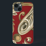 Elegant Botanical Motif with Tan Foliage iPhone 13 Case<br><div class="desc">An Ethan Harper original that features tan foliage on a red background. This elegant botanical motif would be a great gift for anyone who enjoys bold colors!</div>