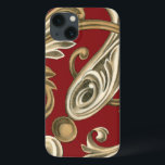 Elegant Botanical Motif with Tan Foliage iPhone 13 Case<br><div class="desc">An Ethan Harper original that features tan foliage on a red background. This elegant botanical motif would be a great gift for anyone who enjoys bold colours!</div>