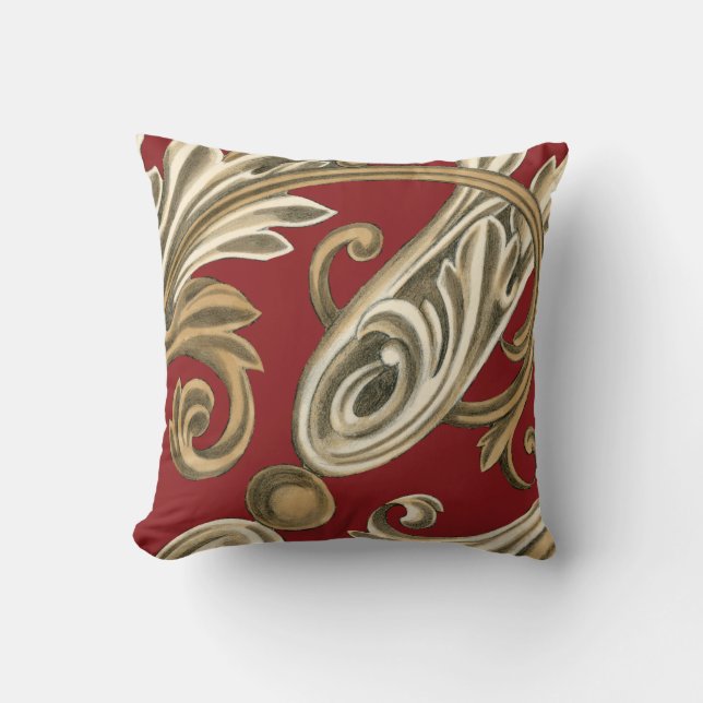 Elegant Botanical Motif with Tan Foliage Cushion (Front)
