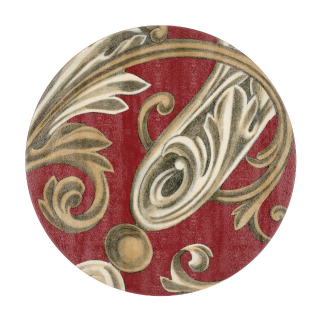 Elegant Botanical Motif with Tan Foliage Cutting Board (Front)