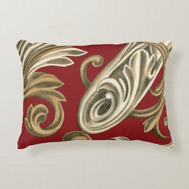 Elegant Botanical Motif with Tan Foliage Decorative Cushion (Front)