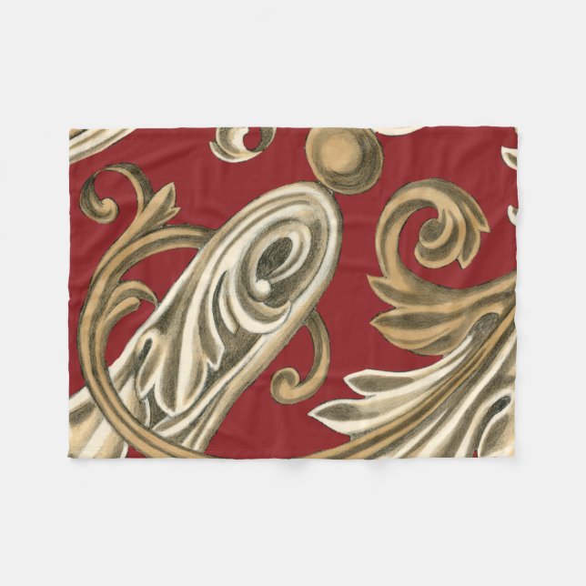 Elegant Botanical Motif with Tan Foliage Fleece Blanket (Front (Horizontal))