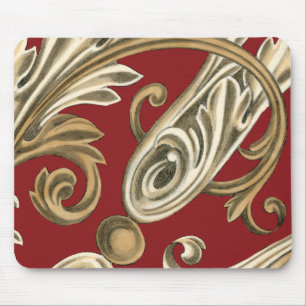 Elegant Botanical Motif with Tan Foliage Mouse Mat