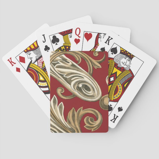 Elegant Botanical Motif with Tan Foliage Playing Cards (Back)