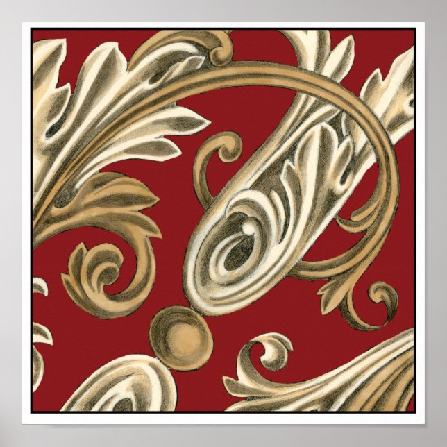 Elegant Botanical Motif with Tan Foliage Poster (Front)