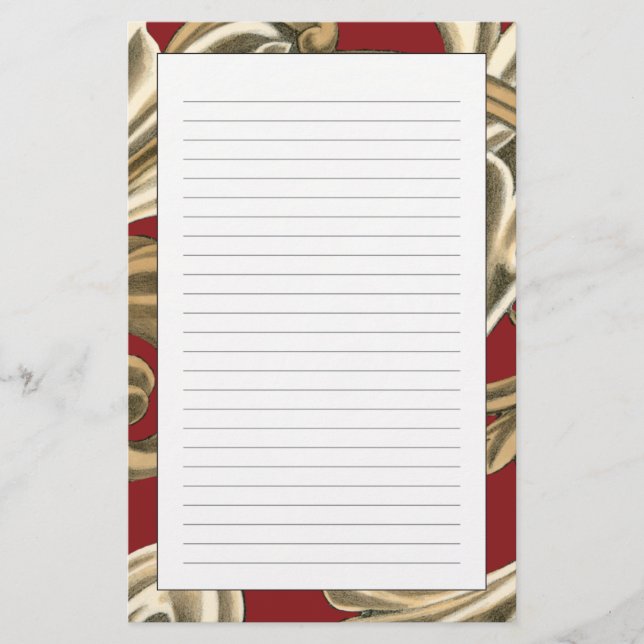 Elegant Botanical Motif with Tan Foliage Stationery (Front)