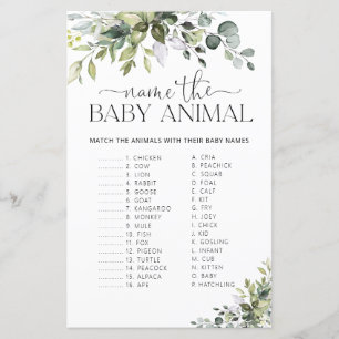 Elegant Botanical Name the Baby Animal Game