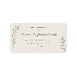Elegant Botanical Olive Branch Wedding Address Label