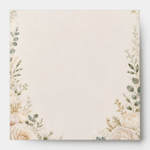 Elegant Botanical on Vintage Handmade Paper Envelope