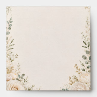 Elegant Botanical on Vintage Handmade Paper Envelope
