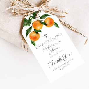 Elegant Botanical Oranges Christening  Gift Tags