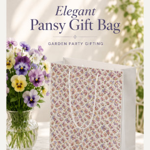Elegant Botanical Pansy Pansies Flowers Large Gift Bag