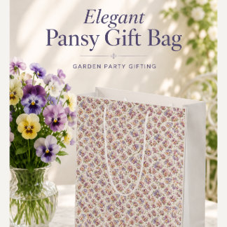 Elegant Botanical Pansy Pansies Flowers Large Gift Bag